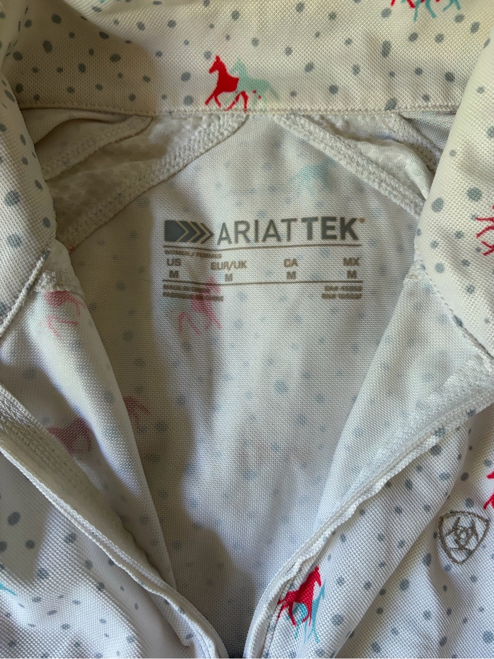 Ariat White Quarter-Zip Top with Red Pony Accent - Picture 3 of 4